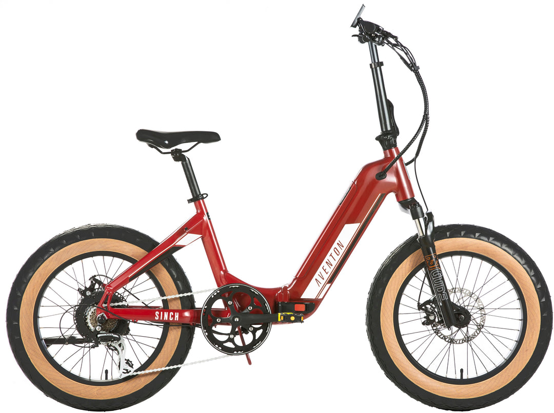 Aventon - Sinch Step-Through Foldable Ebike w/ 40 mile Max Operating Range and 20 MPH Max Speed - Bonfire Red_0