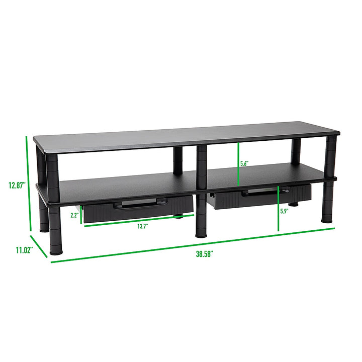 Mind Reader - 2-Tier Monitor Stand with Drawer - Black_1