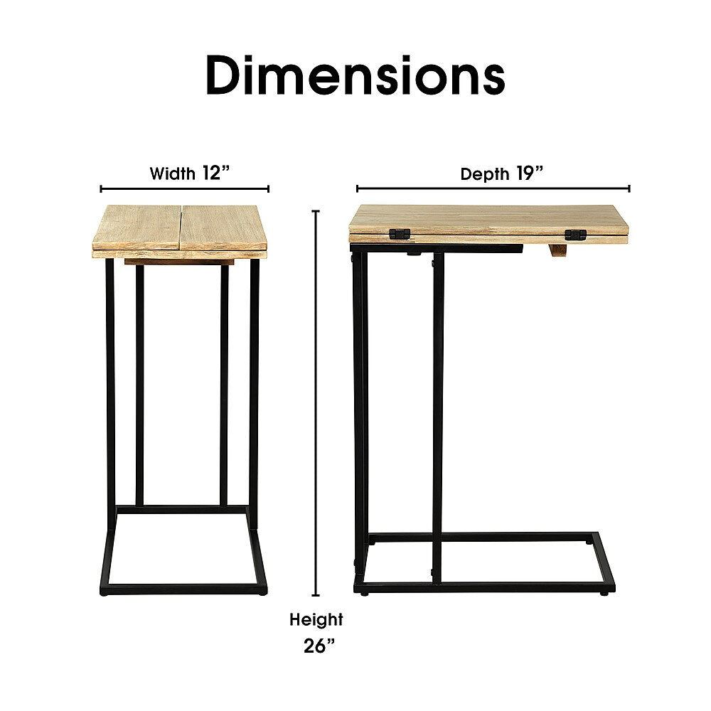 Serta - Harton Rustic Expandable C Side Table - Natural Wood_5