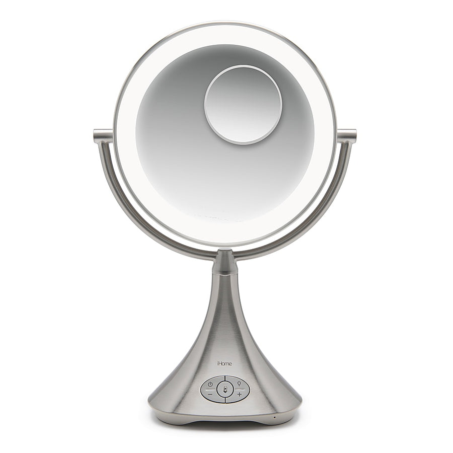 iHome - LUX PRO Rechargeable Vanity Speaker with Bluetooth, Speakerphone, and USB Charging - Silver/Nickel_0