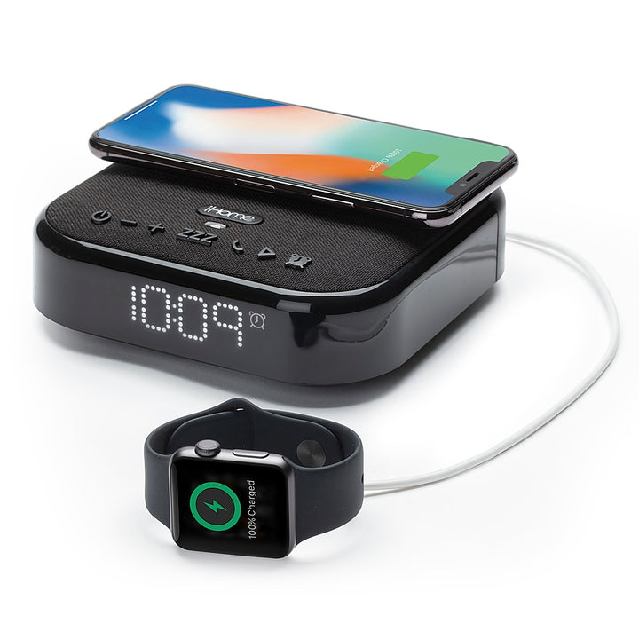 iHome - TIMEBASE II Dual Charging Bluetooth Alarm Clock - Black_8