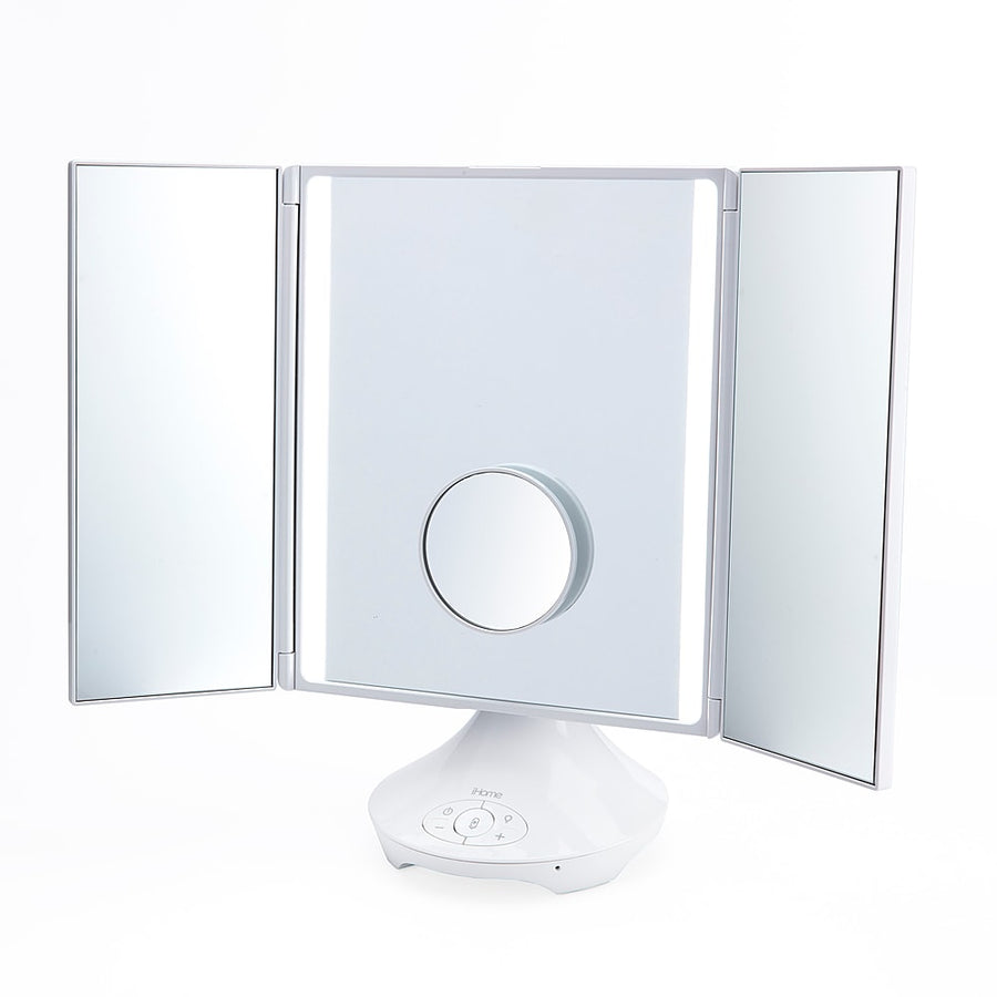 iHome - REFLECT TRIFOLD Vanity Speaker with Bluetooth, Speakerphone, and USB Charging - White_0