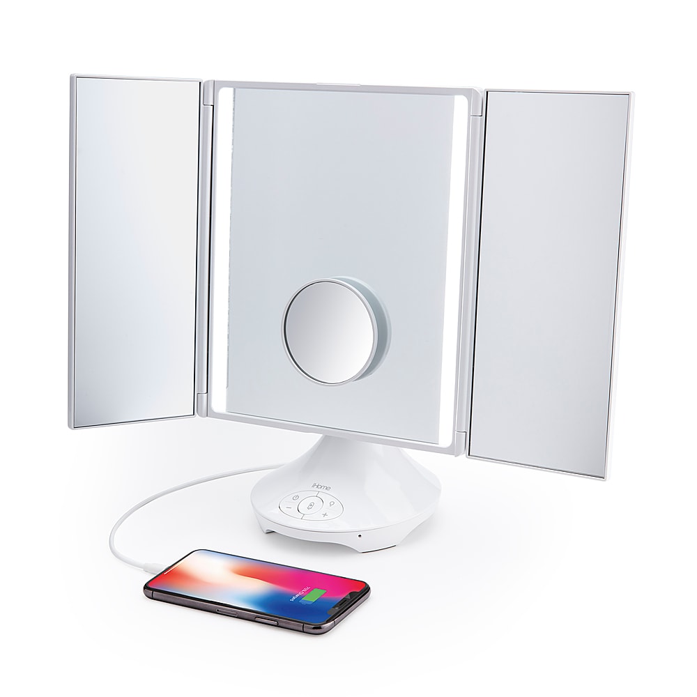 iHome - REFLECT TRIFOLD Vanity Speaker with Bluetooth, Speakerphone, and USB Charging - White_4