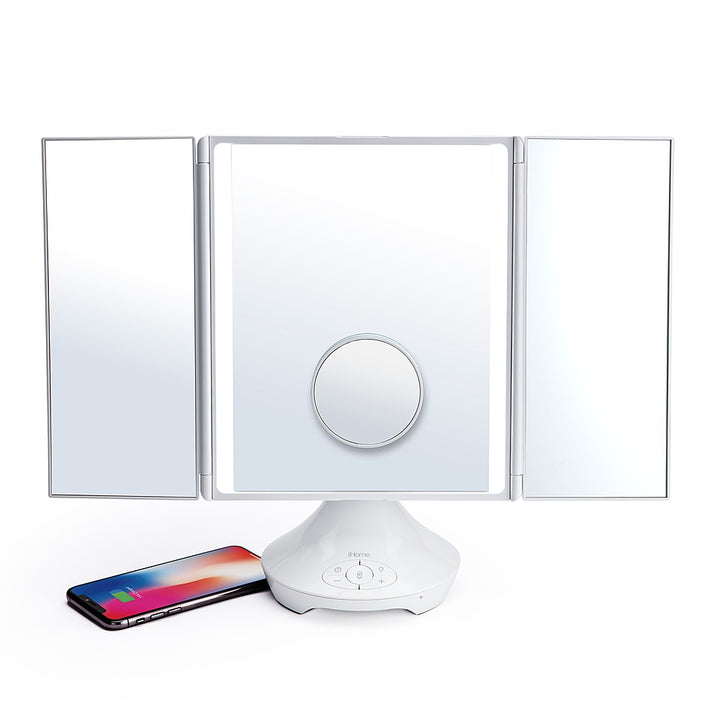 iHome - REFLECT TRIFOLD Vanity Speaker with Bluetooth, Speakerphone, and USB Charging - White_3