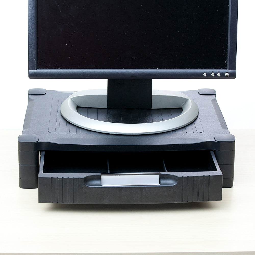 Mind Reader - Monitor Stand Riser with Drawer - Black_0