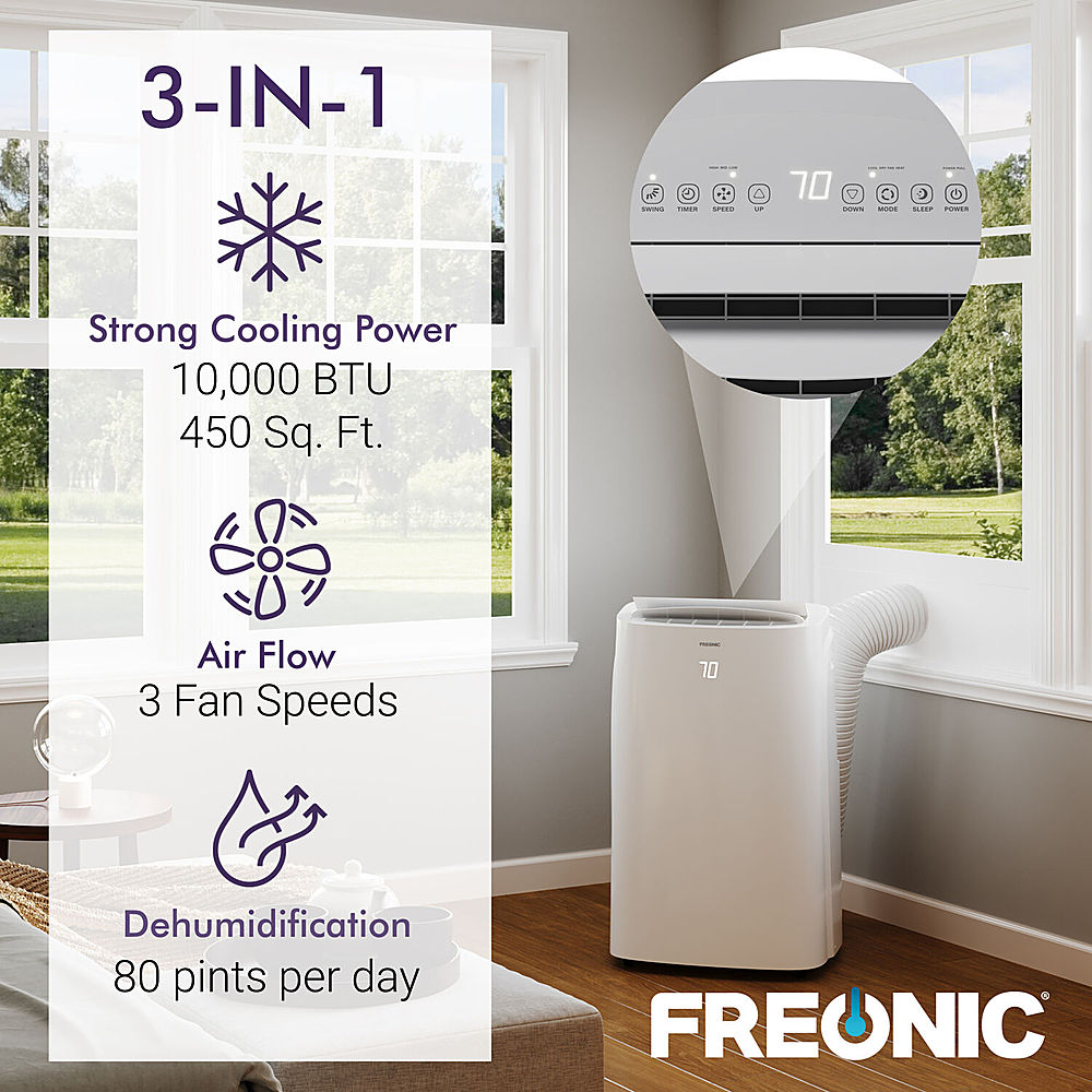 Freonic - 450 Sq. Ft. Portable Air Conditioner - White_9