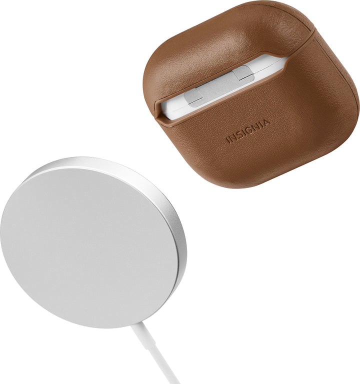 Insignia™ - Magnetic Leather Case for Apple AirPods (3rd Generation) - Brown_4