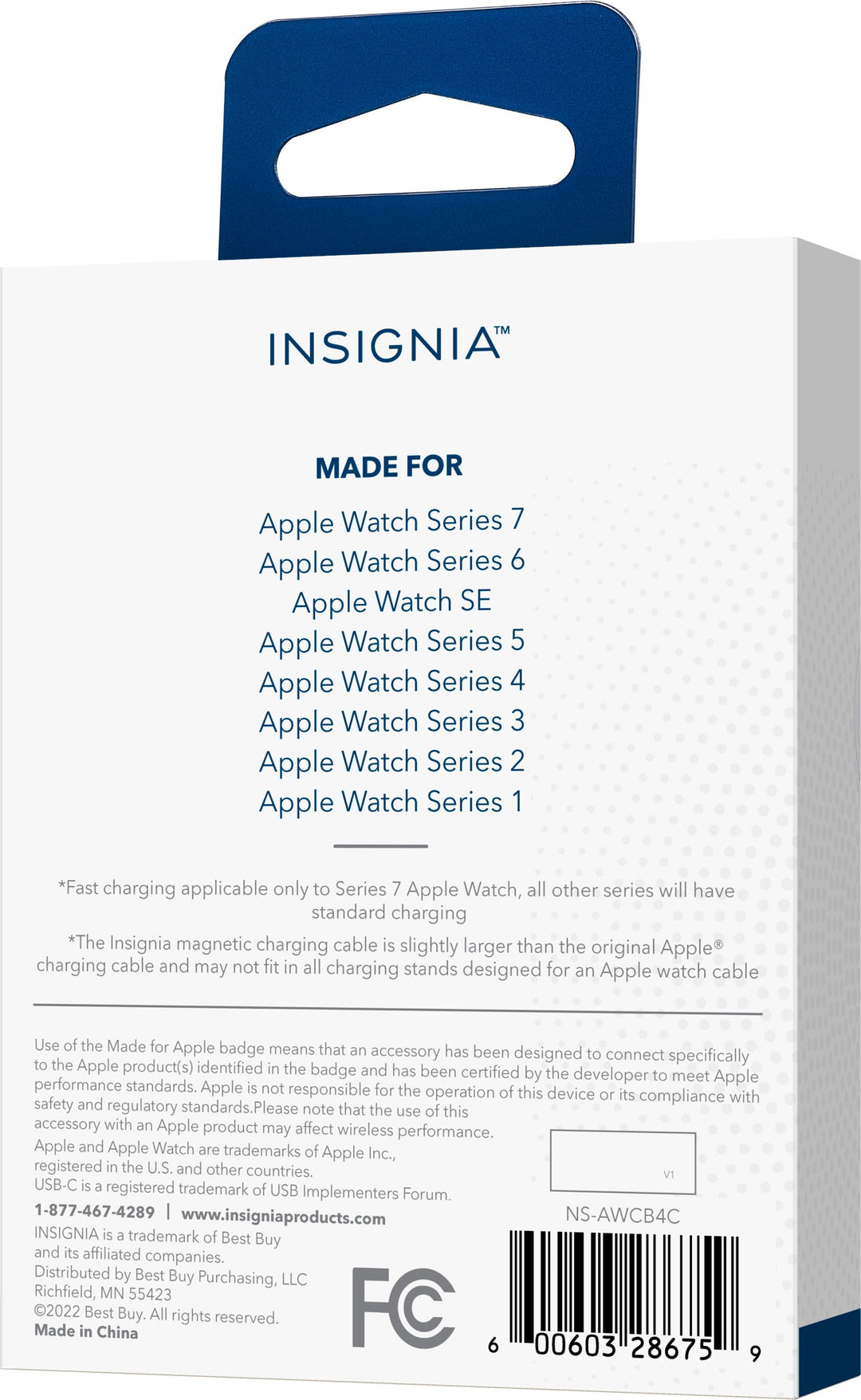 Insignia™ - 4' Magnetic Charging Cable for Apple Watch - White_1