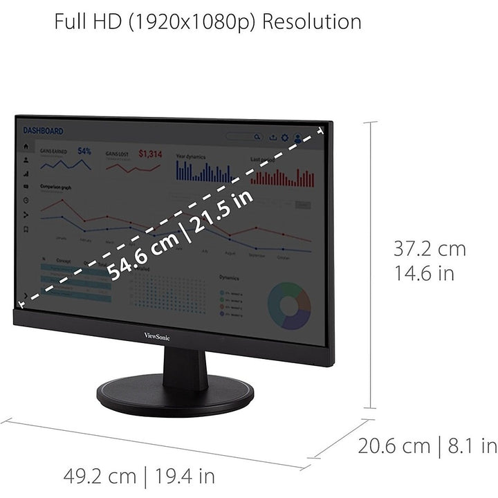 ViewSonic - 21.5 LCD FHD Monitor (DisplayPort VGA, HDMI) - Black_18