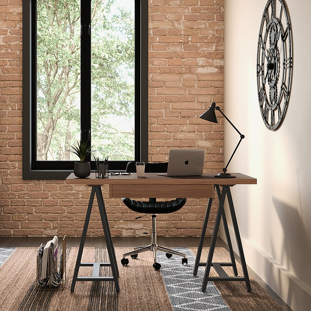 Simpli Home - Sawhorse Solid Veneer and Metal Desk - Walnut_1