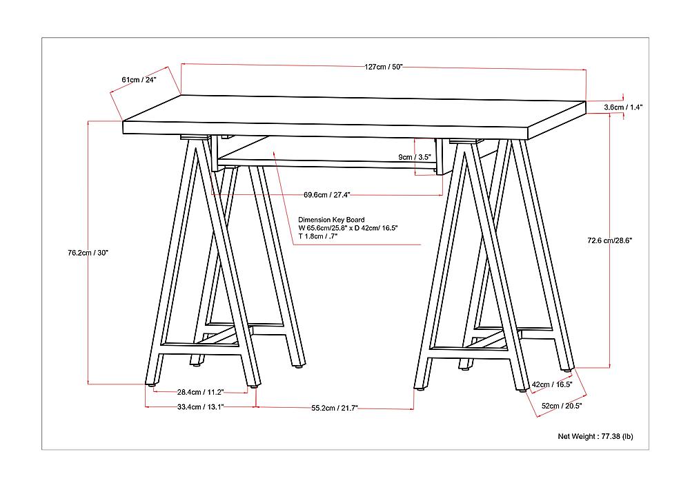 Simpli Home - Sawhorse Solid Veneer and Metal Desk - Walnut_3