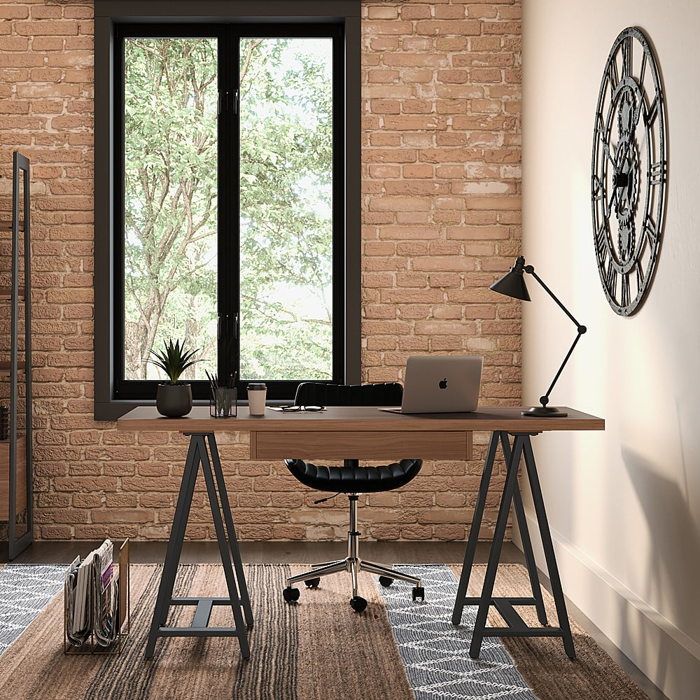 Simpli Home - Sawhorse Solid Veneer and Metal Desk - Walnut_1