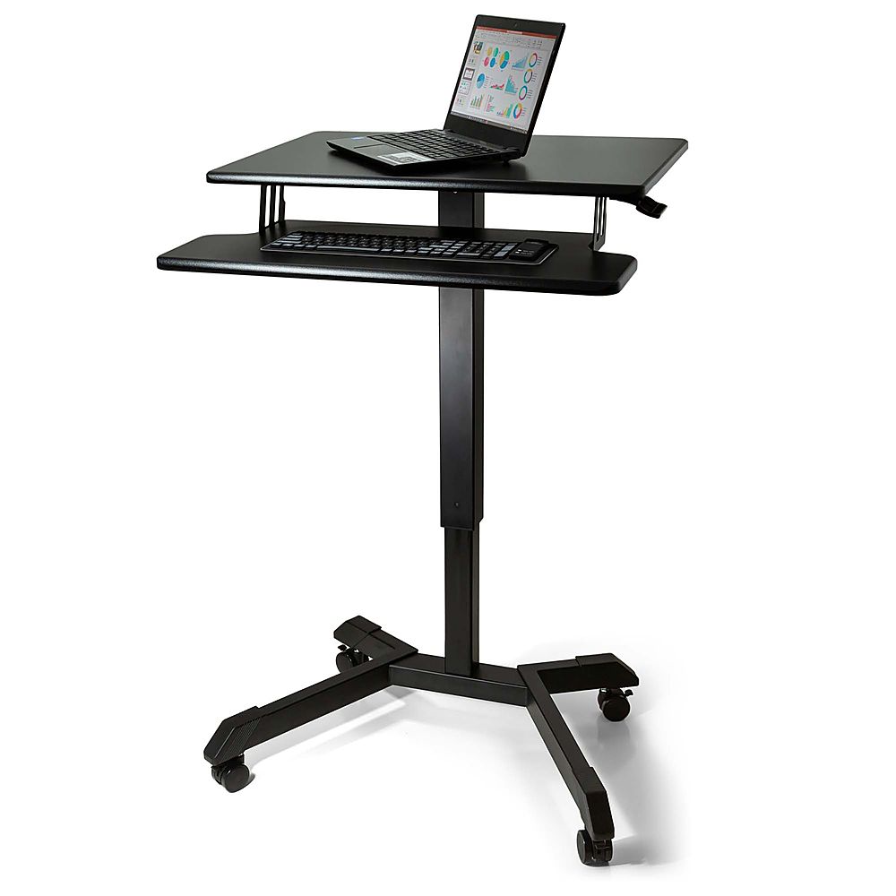 Victor - Mobile Adjustable Standing Desk with Keyboard Tray 25.6" Wide - Black_2