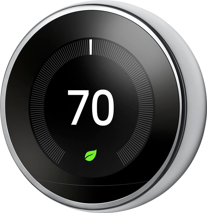 Google - Nest Learning Smart Wifi Thermostat - Polished Steel_0