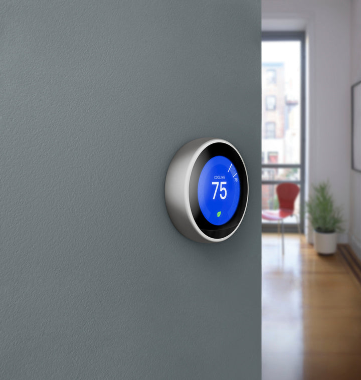 Google - Nest Learning Smart Wifi Thermostat - Polished Steel_3