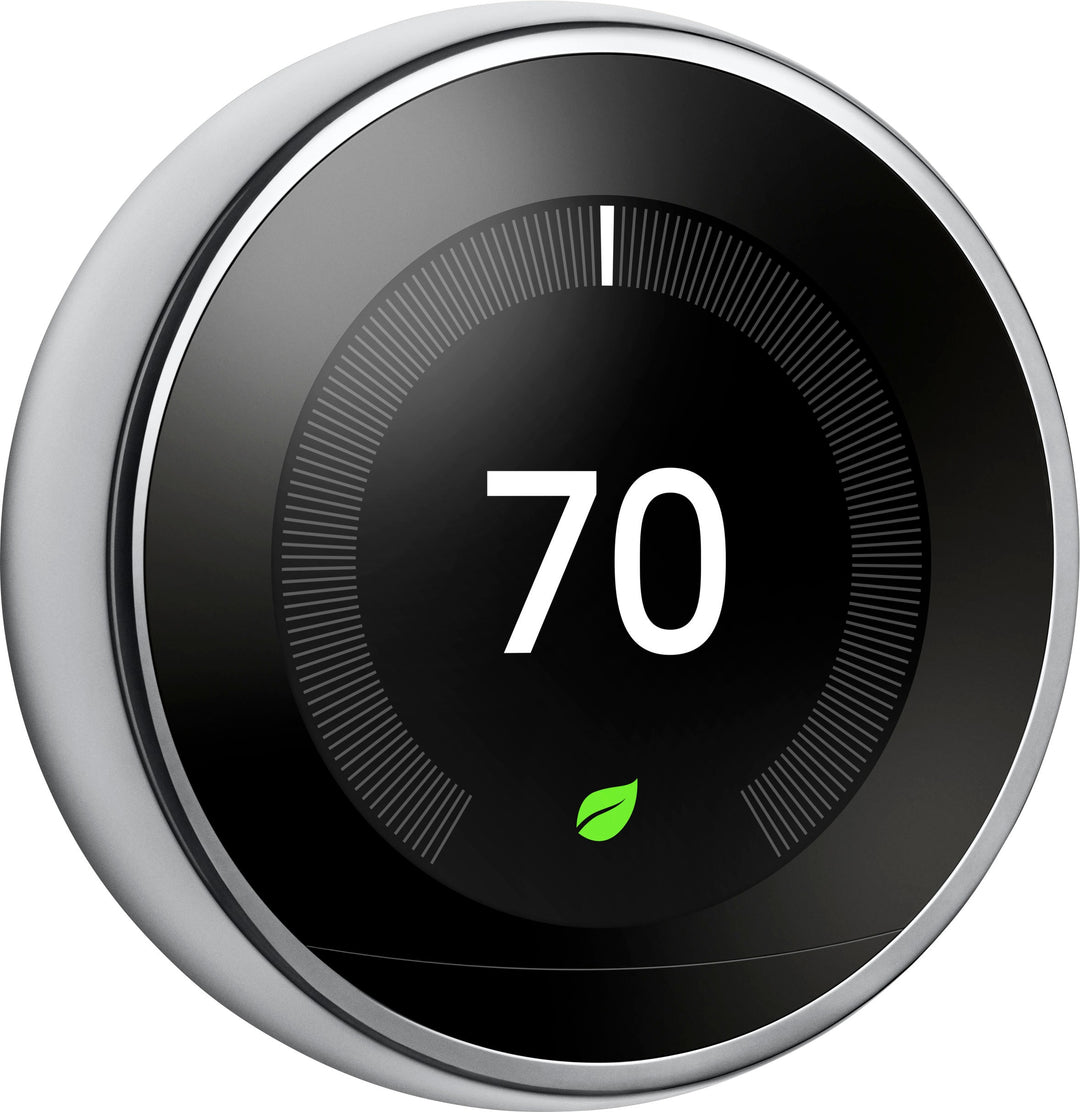 Google - Nest Learning Smart Wifi Thermostat - Polished Steel_2