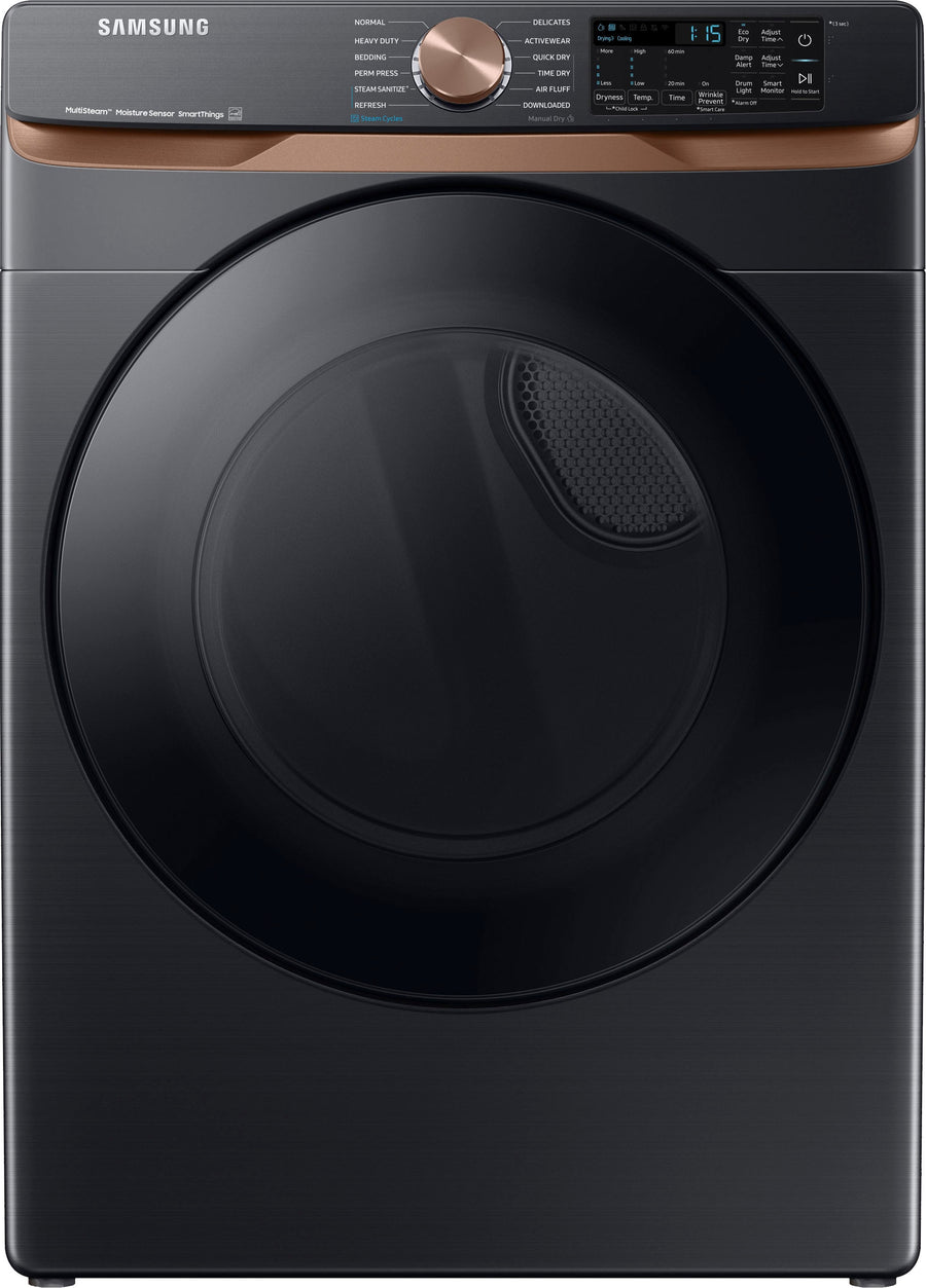 Samsung - 7.5 cu. ft. Smart Gas Dryer with Steam Sanitize+ and Sensor Dry - Brushed black_0
