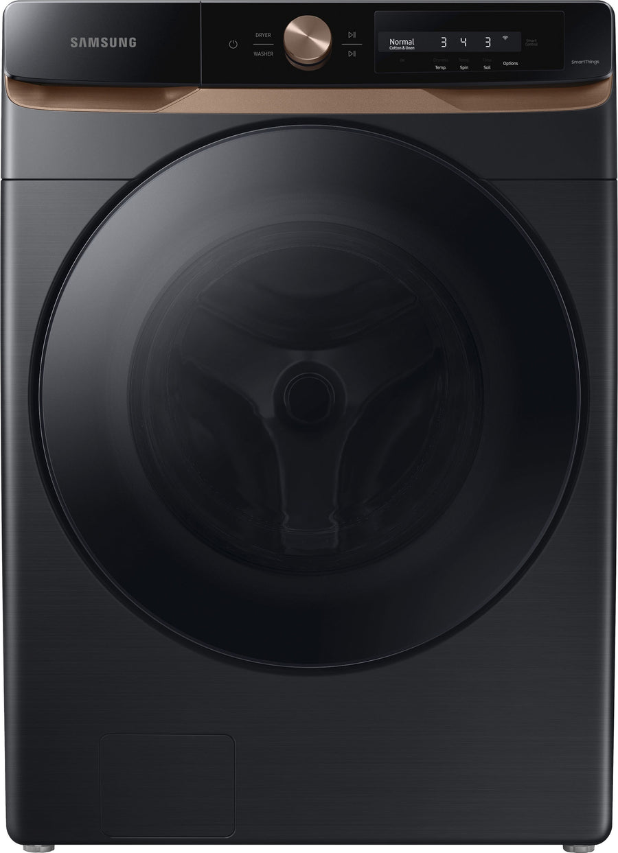 Samsung - 4.6 cu. ft. Large Capacity AI Smart Dial Front Load Washer with Auto Dispense and Super Speed Wash - Brushed black_0