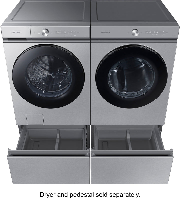 Samsung - Bespoke 5.3 cu. ft. Ultra Capacity Front Load Washer with Super Speed Wash and AI Smart Dial - Silver steel_1