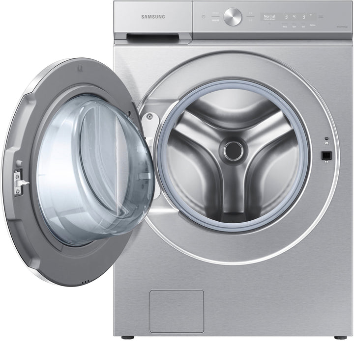 Samsung - Bespoke 5.3 cu. ft. Ultra Capacity Front Load Washer with AI OptiWash and Auto Dispense - Silver steel_2