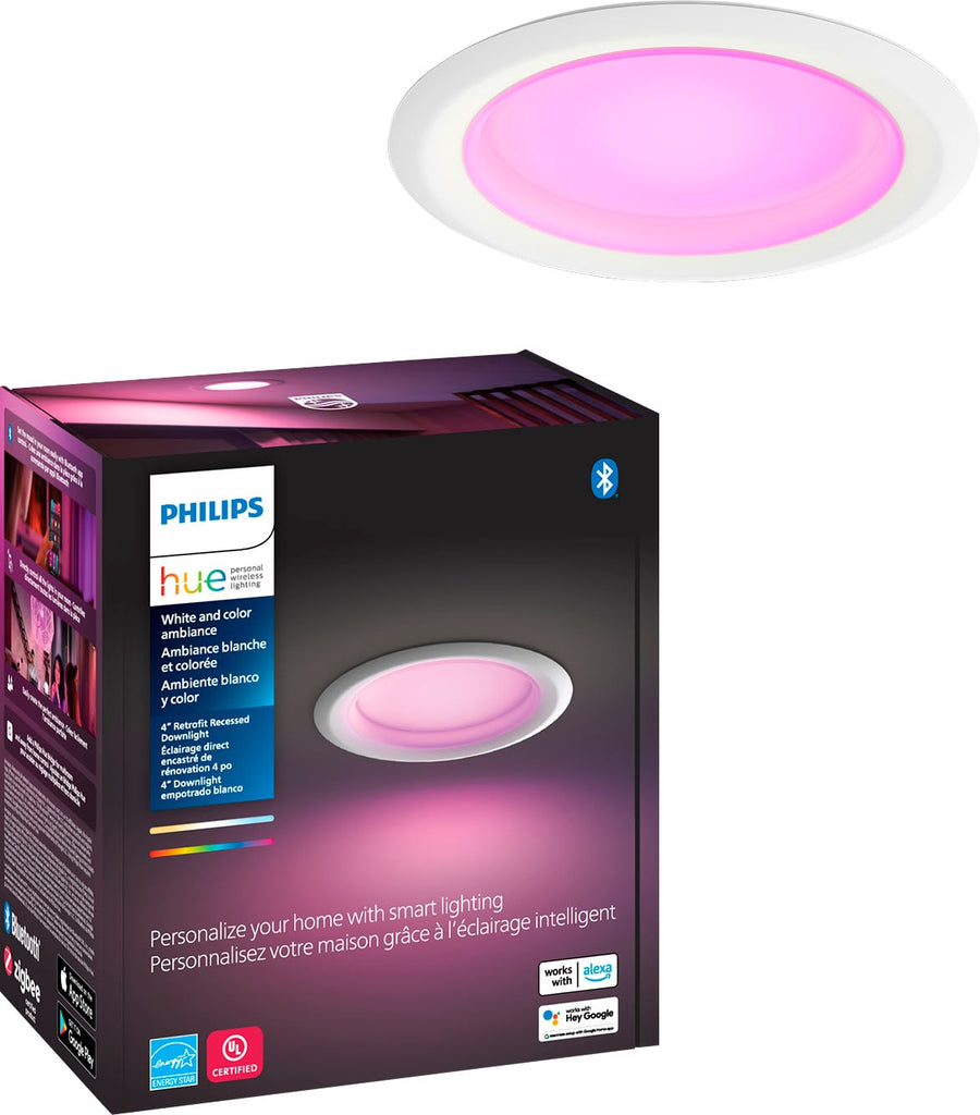 Philips - Hue White and Color Ambiance 4" High Lumen Recessed Downlight - White_0