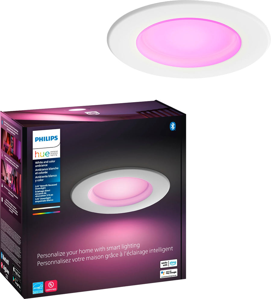 Philips - Hue White and Color Ambiance 5/6" High Lumen Recessed Downlight - White_0