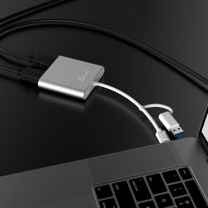 j5create - USB-C to Dual HDMI Multi-Monitor Adapter - Silver_3