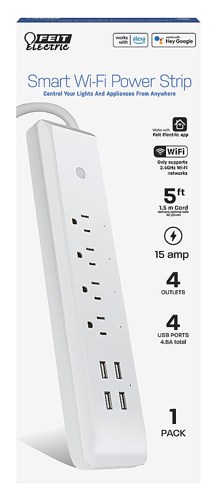 FEIT ELECTRIC - Smart Wi-Fi Power Strip with USB Ports - White_1