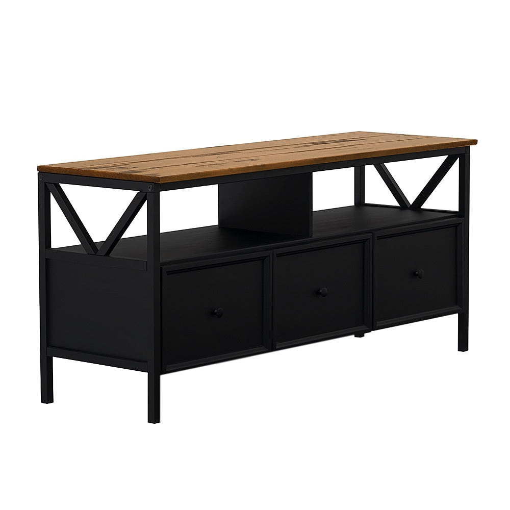 Walker Edison - Modern Farmhouse Solid Wood TV Stand for Most TVs up to 65” - Rustic Oak/Black_2