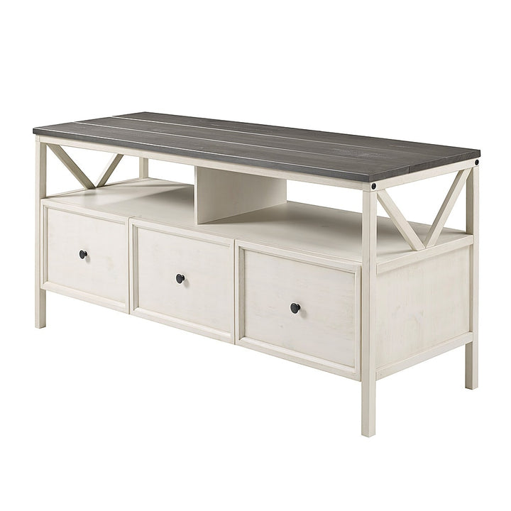 Walker Edison - Modern Farmhouse Solid Wood TV Stand for Most TVs up to 65” - Grey/White Wash_1