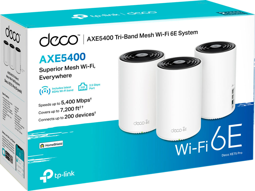TP-Link - Deco XE75 Pro AXE5400 Tri-Band Wi-Fi 6E Whole Home Mesh System (3-Pack) - White_3