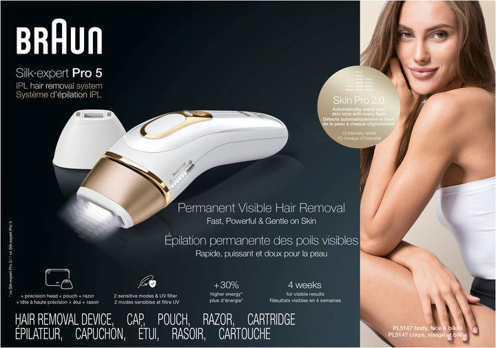 Braun Pro5 PL5147 Women's IPL Hair Removal Kit - White-Gold_3