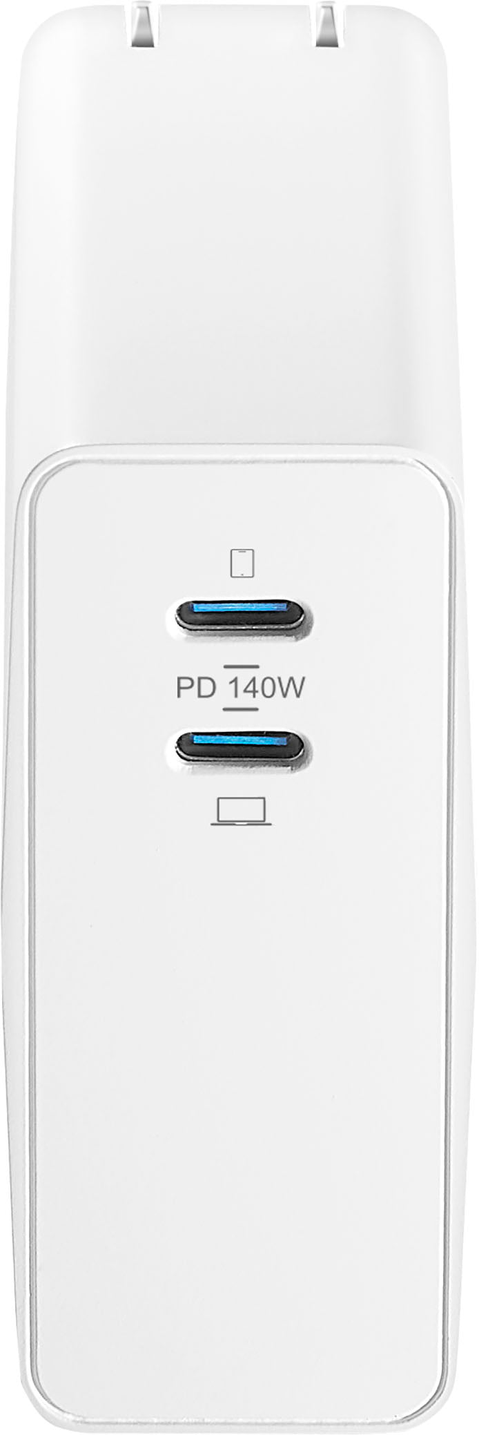Insignia™ - 140W Dual Port USB-C Compact Wall Charger Kit for MacBook Pro 16”, Smartphone, and Tablet - White_1