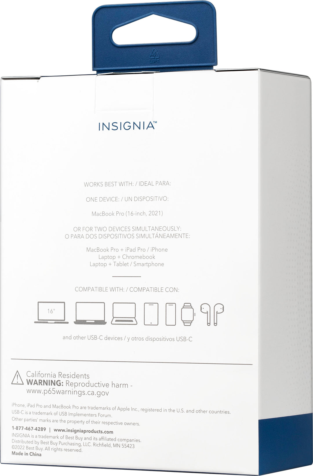 Insignia™ - 140W Dual Port USB-C Compact Wall Charger Kit for MacBook Pro 16”, Smartphone, and Tablet - White_4