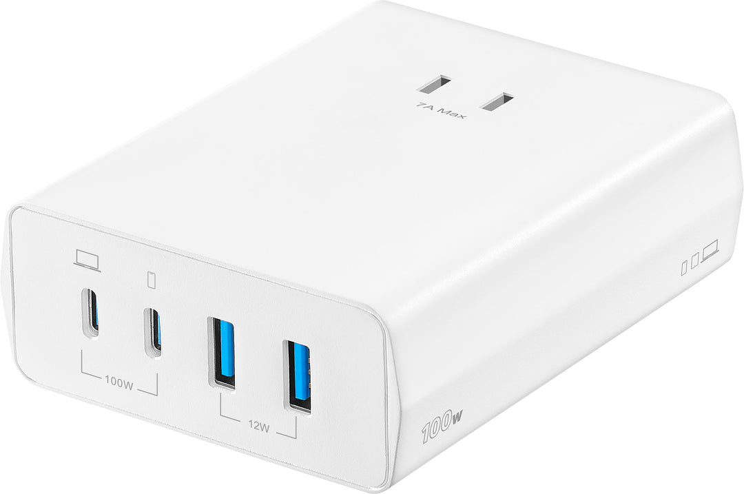 Insignia™ - 100W 4-Port USB and USB-C Desktop Charger Kit for MacBook Pro, Smartphone, Tablet and More - White_9