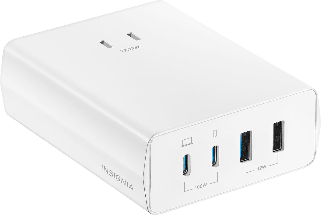 Insignia™ - 100W 4-Port USB and USB-C Desktop Charger Kit for MacBook Pro, Smartphone, Tablet and More - White_10