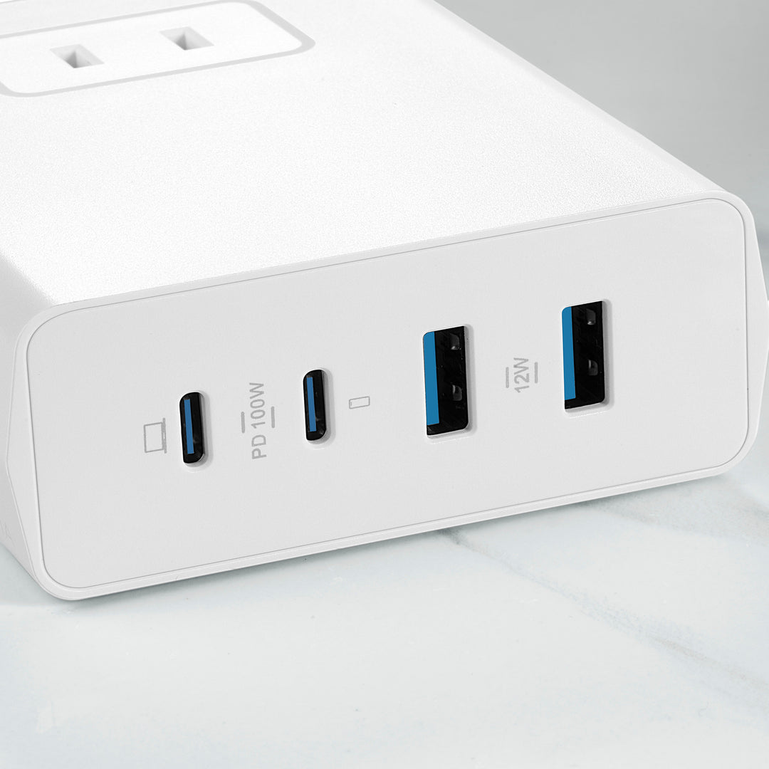 Insignia™ - 100W 4-Port USB and USB-C Desktop Charger Kit for MacBook Pro, Smartphone, Tablet and More - White_3