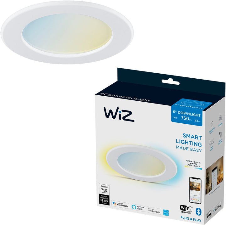 WiZ - 6" Recessed Tunable White Wi-Fi Smart LED Downlight - White_0
