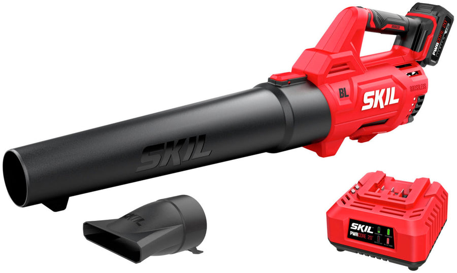 Skil - PWR CORE 20 Brushless 20V 400 CFM Leaf Blower with 4.0Ah Battery and Charger - Red/black_0