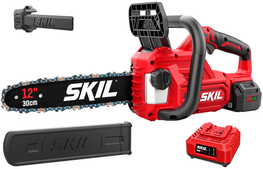 Skil - PWR CORE 20 Brushless 20V 12-In Chain Saw with 4.0Ah Battery and Charger - Red/black_0