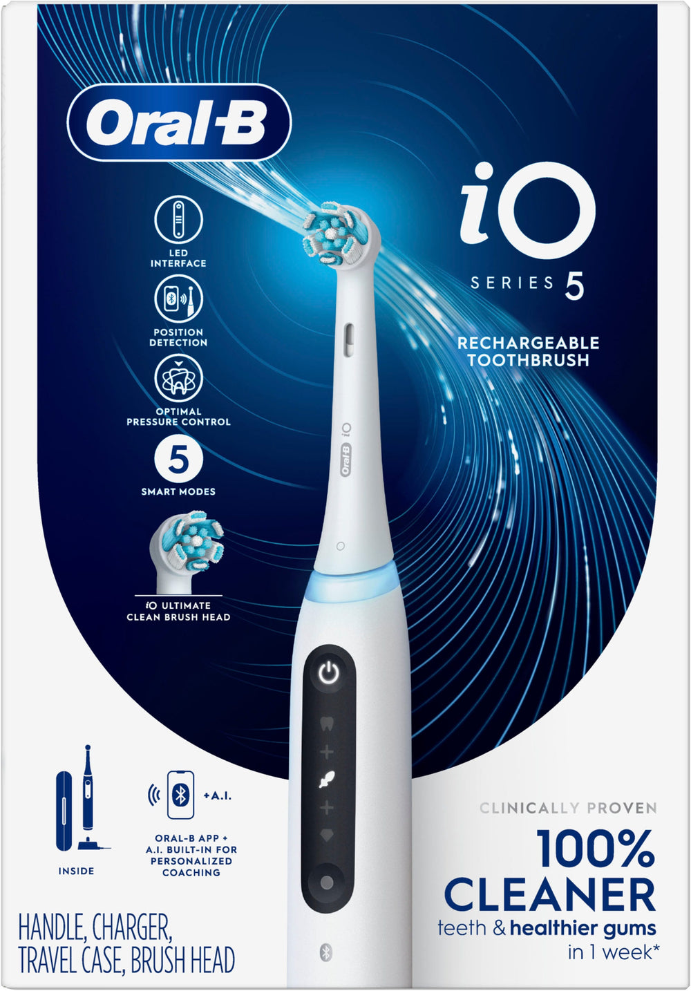 Oral-B - iO Series 5 Rechargeable Electric Toothbrush w/Brush Head - White_1