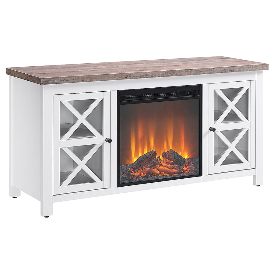 Camden&Wells - Colton Log Fireplace TV Stand for Most TVs up to 55" - White/Gray Oak_0
