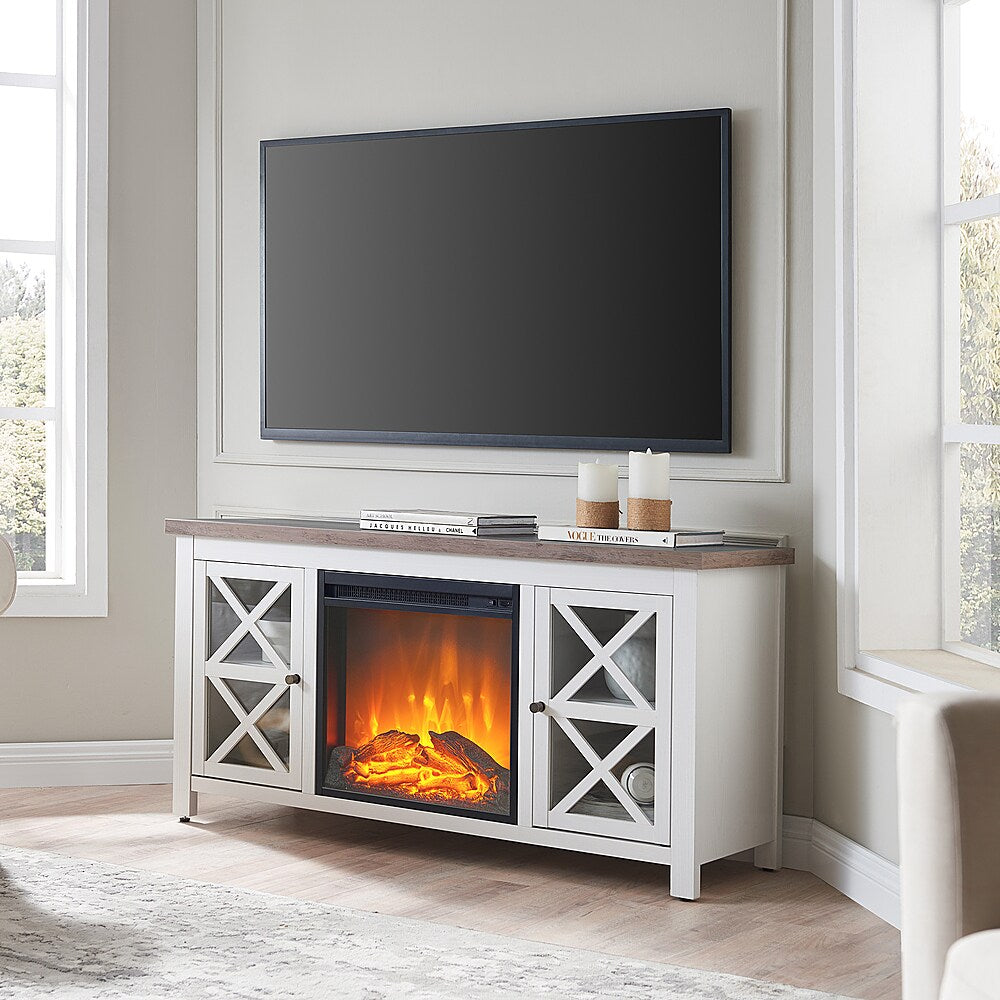 Camden&Wells - Colton Log Fireplace TV Stand for Most TVs up to 55" - White/Gray Oak_2