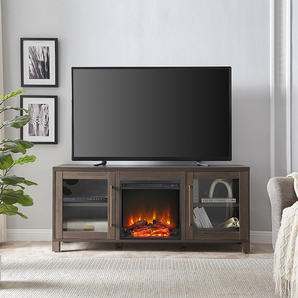 Camden&Wells - Quincy Log Fireplace TV Stand for Most TVs up to 65" - Alder Brown_7