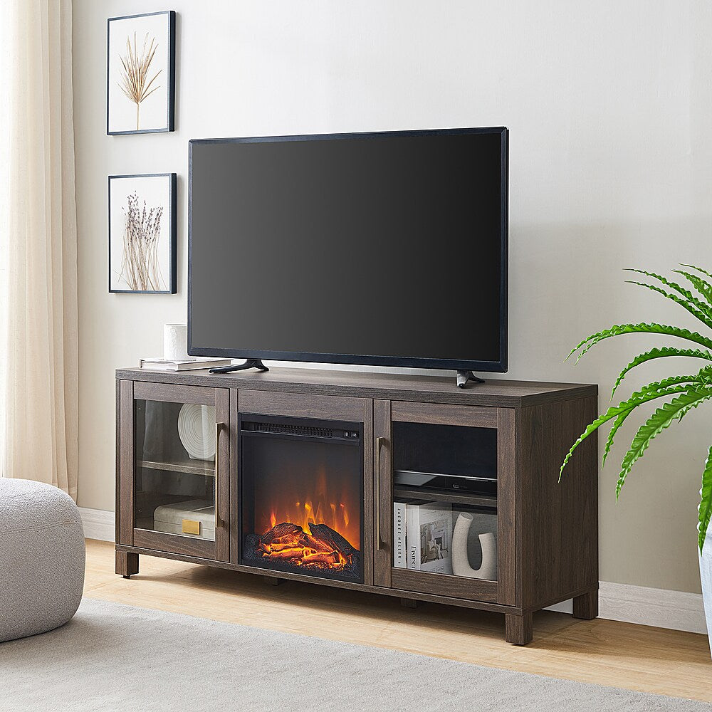 Camden&Wells - Quincy Log Fireplace TV Stand for Most TVs up to 65" - Alder Brown_2