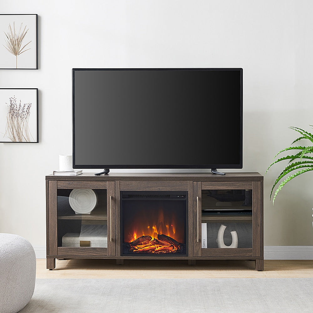 Camden&Wells - Quincy Log Fireplace TV Stand for Most TVs up to 65" - Alder Brown_1