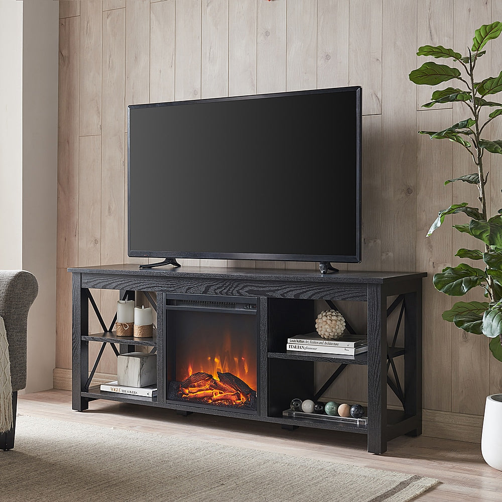 Camden&Wells - Sawyer Log Fireplace TV Stand for Most TVs up to 65" - Black_2