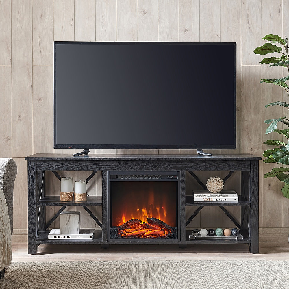 Camden&Wells - Sawyer Log Fireplace TV Stand for Most TVs up to 65" - Black_1
