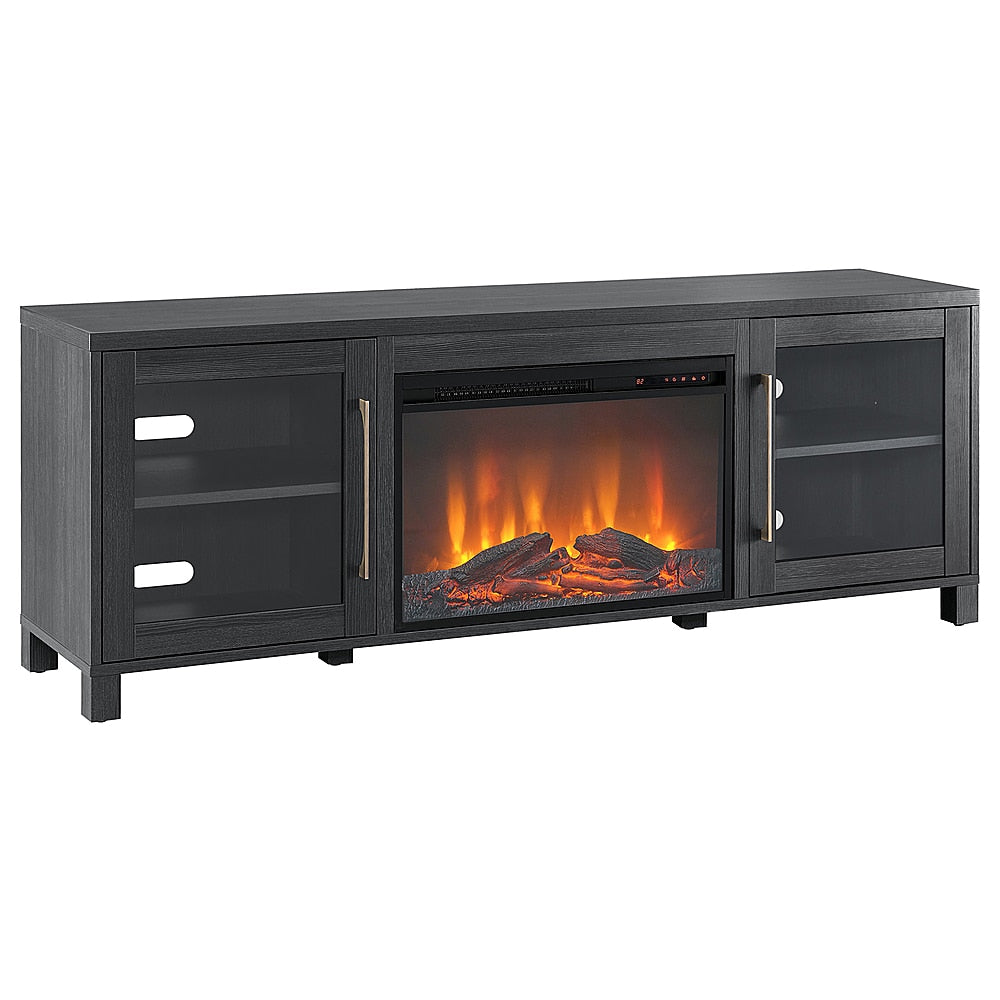 Camden&Wells - Quincy Log Fireplace TV Stand for TVs up to 80" - Charcoal Gray_0