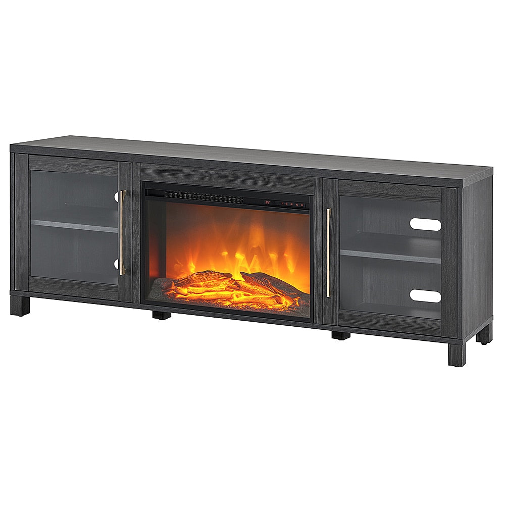 Camden&Wells - Quincy Log Fireplace TV Stand for TVs up to 80" - Charcoal Gray_8
